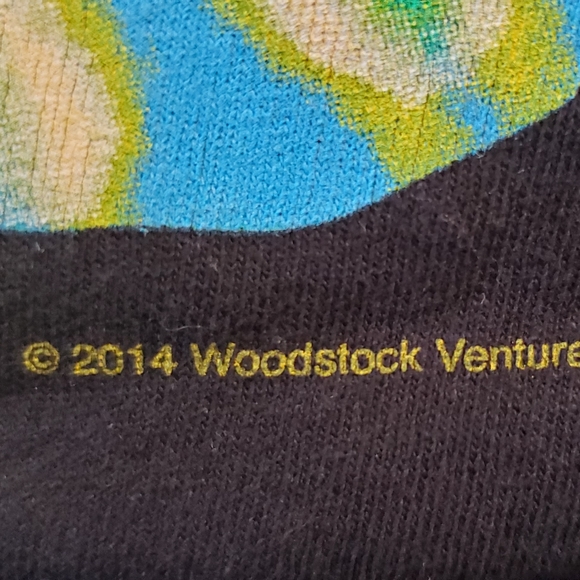 Liquid Blue Woodstock 3 Days of Peace and Music black tie dye tshirt Large - Picture 5 of 5